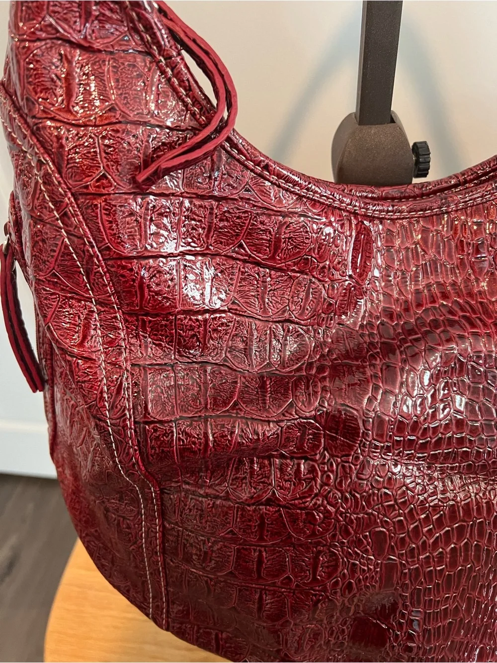 Alfred Dunner Red Croc Embossed Hobo Shoulder Bag